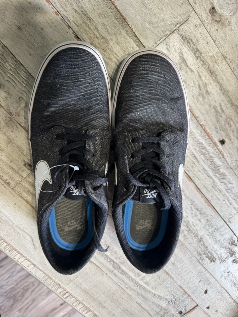 Nike Black Canvas Skate Sneakers with White Swoosh